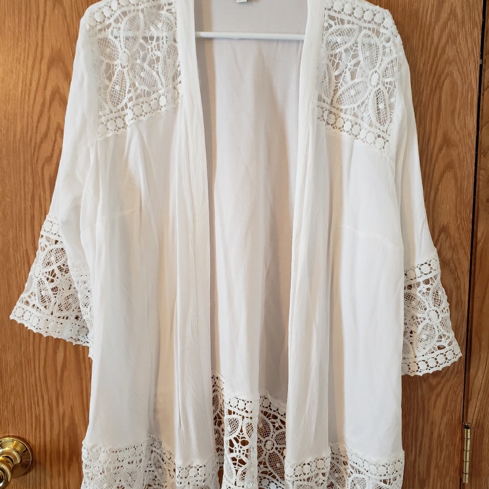 White cardigan, cover up
